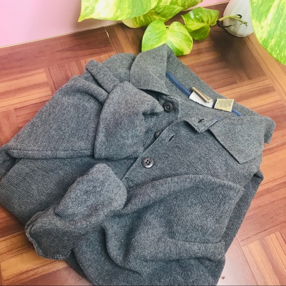 Vintage Sweaters - vtg retro 90s gray L.L.Bean polo pullover